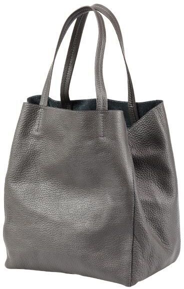 Eine graue Lederhandtasche der Marke ZEIT-Tasche mit dem Modellnamen »Cep«. Die Tasche hat zwei Tragegriffe und wirkt elegant und modern.