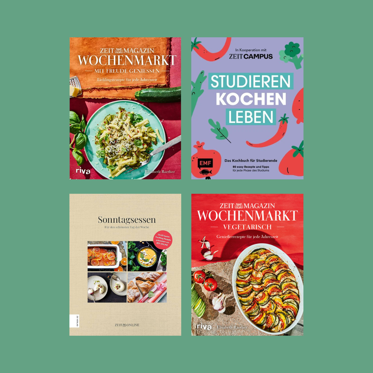 alt="Cover von Kochbüchern, die die Kategorie Kochen und Genuss symbolisieren" 