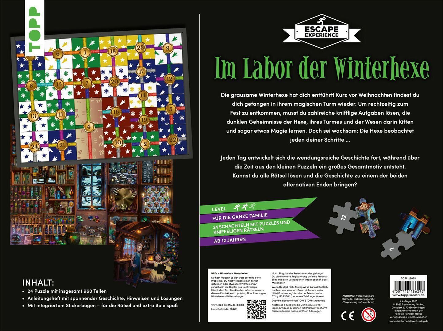 Innenansicht zu Puzzle-Rätsel-Adventskalender: Im Labor der Winterhexe - 24 Puzzles mit insgesamt 960 Teilen