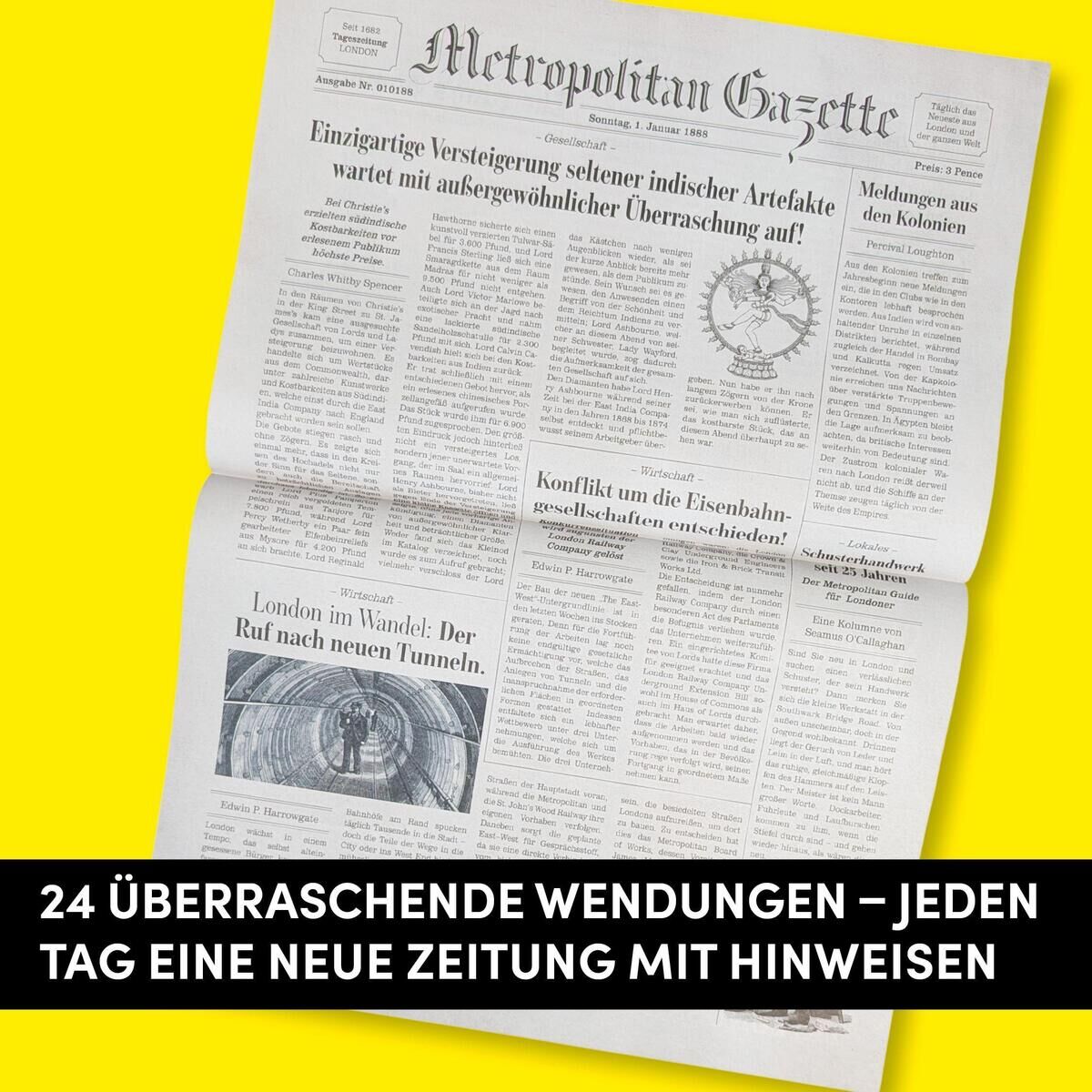 Innenansicht zu Crime Files - Fallakte: Sherlocks Zeitungsarchiv. Der geniale Krimi-Adventskalender