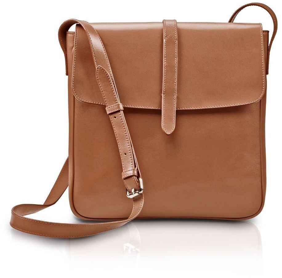 Braune Umhängetasche aus Leder im klassischen und eleganten Design mit verstellbarem Riemen. Die Tasche ist hochwertig verarbeitet und eignet sich für Damen und Herren, ideal für den täglichen Gebrauch oder besondere Anlässe.
