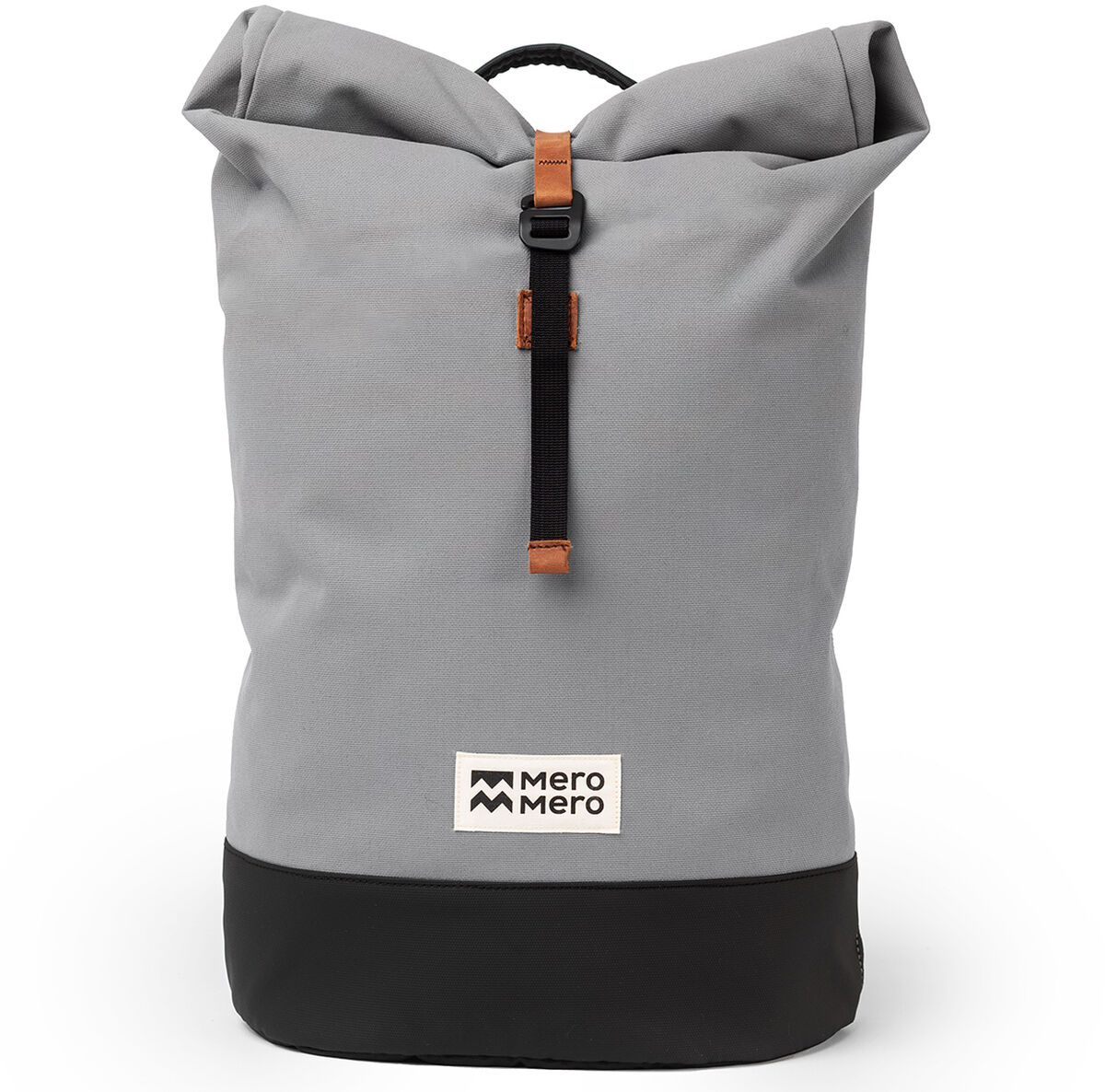 Er ist ein robuster, grauer Rucksack mit schwarzen und braunen Akzenten. Das Design ist minimalistisch und funktional, perfekt für Outdoor-Aktivitäten, Reisen und den täglichen Gebrauch.