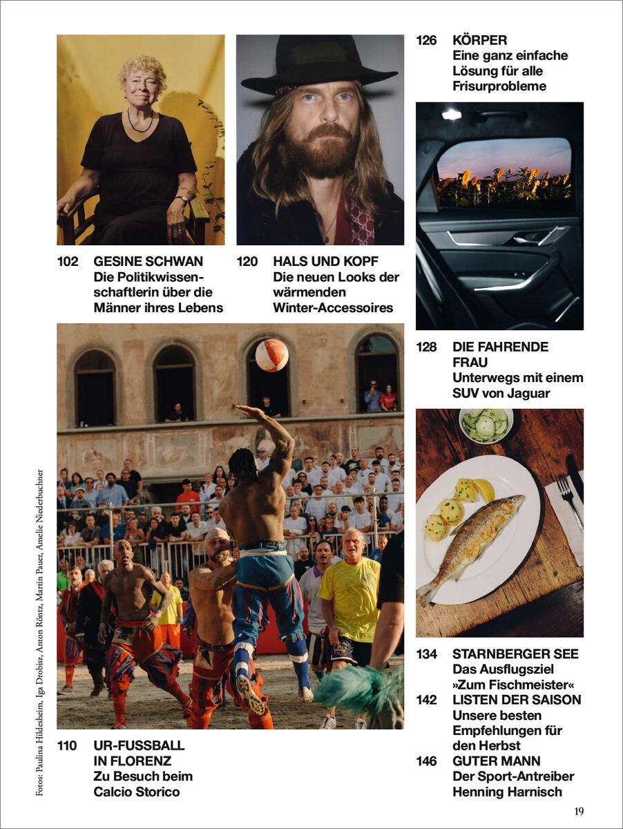 Das ZEITmagazin MANN 2/24 zeigt auf dem Cover Jeff Goldblum und enthält Artikel über Gesine Schwan, Winter-Accessoires, Autofahrten, Calcio Storico in Florenz, sowie Sommermode und Haarpflege.