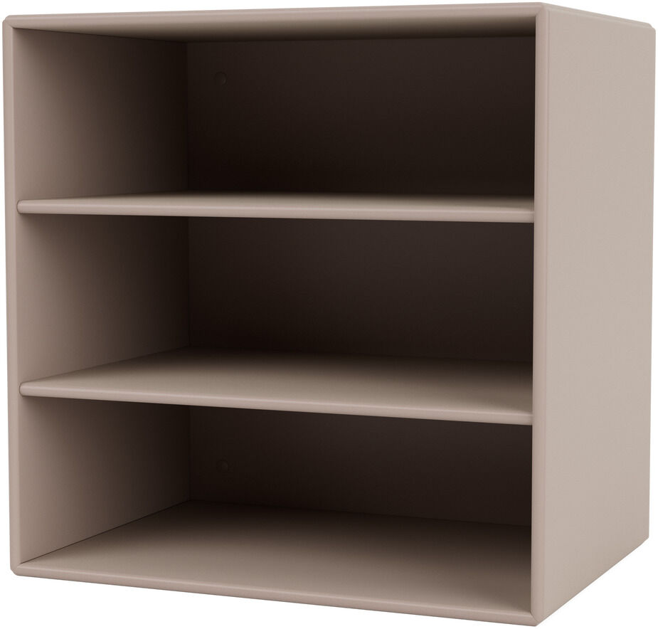 Montana »Mini 1004« Regal in Pilzbraun, kleiner offener Schrank mit zwei Regalböden für die Aufbewahrung, modern und minimalistisch gestaltet.