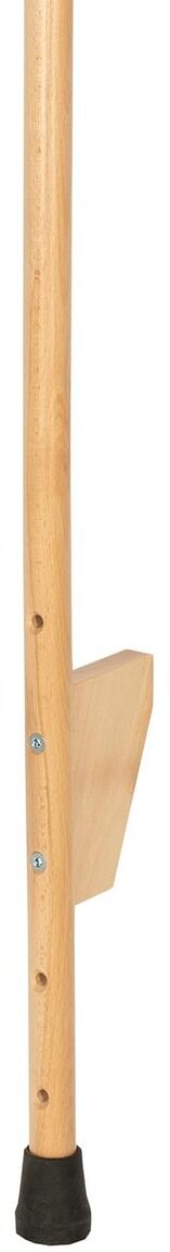 Stelzen aus Holz mit schwarzem Gummifuß und einem Fußtritt aus Holz.