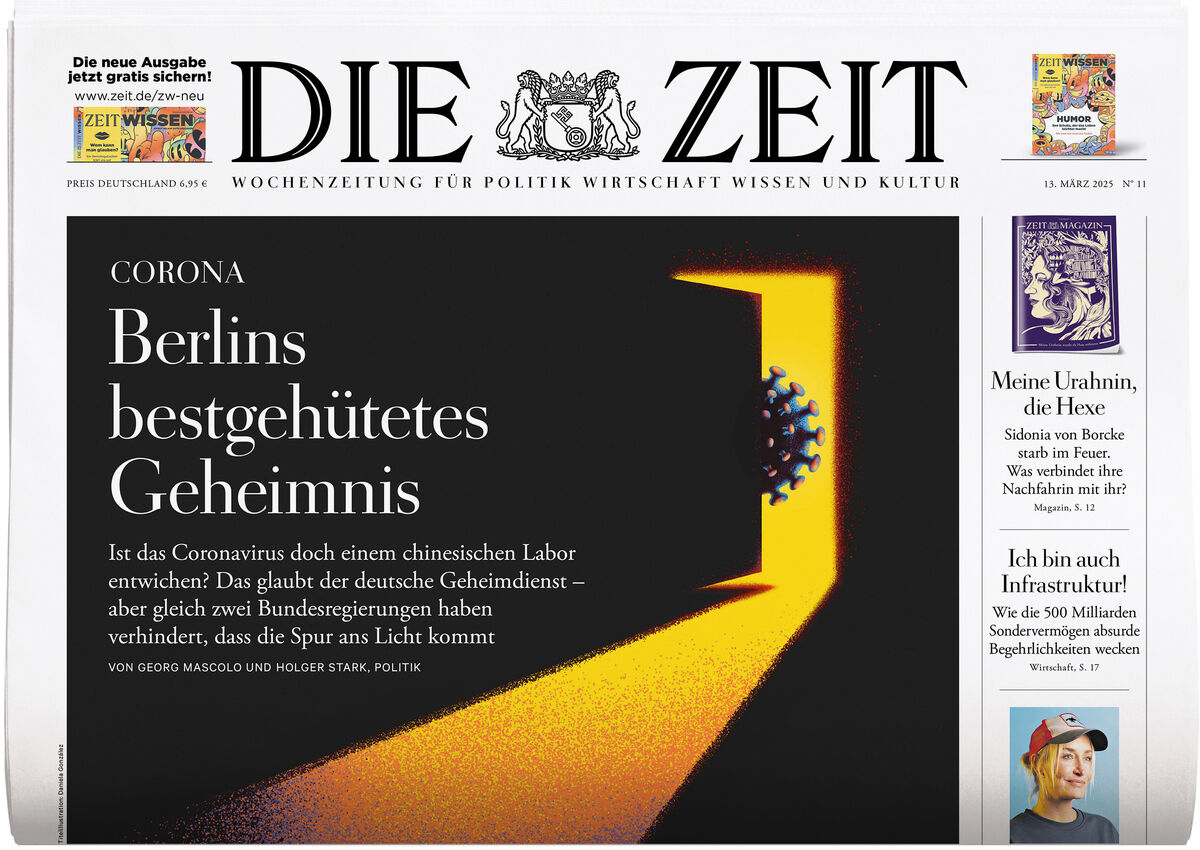 Titelseite der Zeitung 'DIE ZEIT' mit dem Thema Corona und der Überschrift 'Berlins bestgehütetes Geheimnis'.