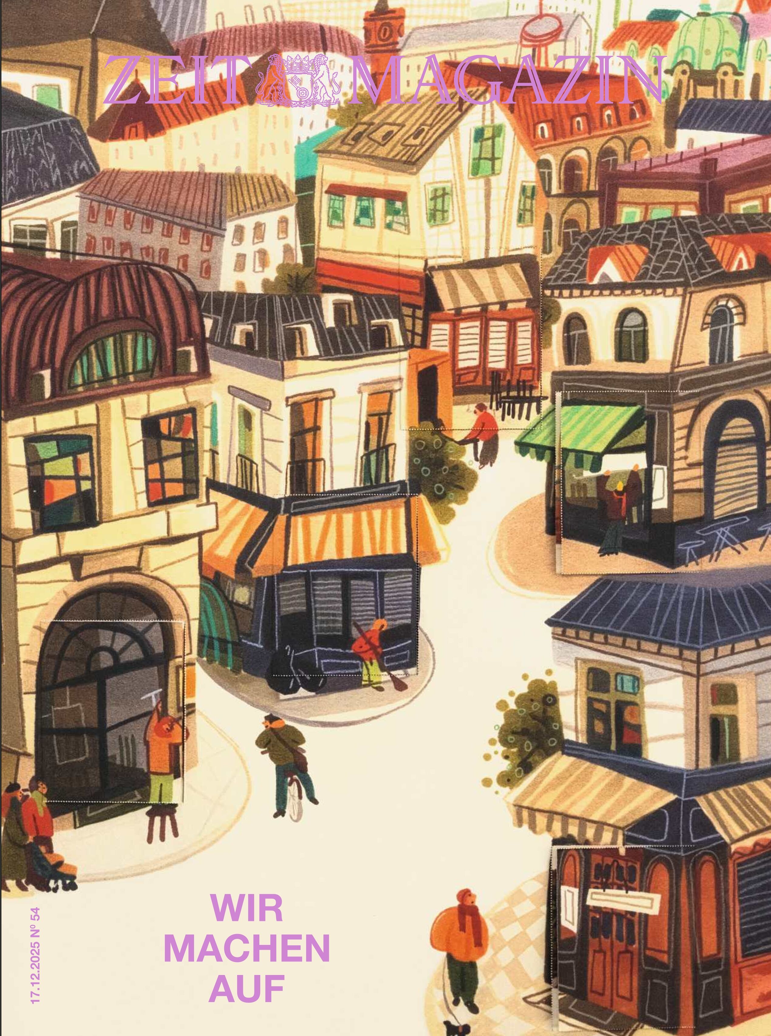 Auf dem Bild ist die Titelseite der Wochenzeitung DIE ZEIT 54/2025 zu sehen. Das Titelblatt besteht aus hochwertigem, mattem Zeitungspapier in Weiß mit schwarzen und blauen Texten. Der ZEIT-Schriftzug und das bekannte Logo sind oben prominent positioniert, begleitet von kleineren Headlines und einem großen Titelbild, das aktuelle gesellschaftliche Themen visuell aufgreift.