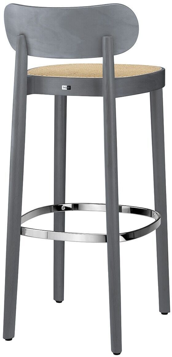 Hoher Barhocker der Sonderedition 118H von Thonet in grauer Farbe, mit einer besonders schlichten und modernen Gestaltung.