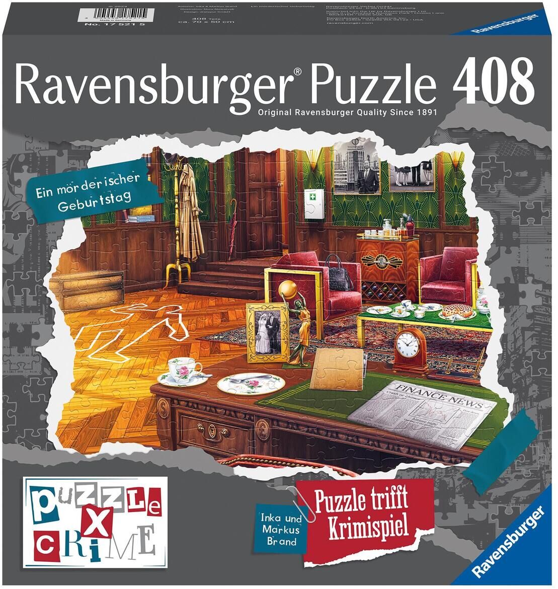 Cover Ravensburger Puzzle X Crime - Ein mörderischer Geburtstag - 406 Teile Puzzle-Krimispiel für 1-4 Spieler