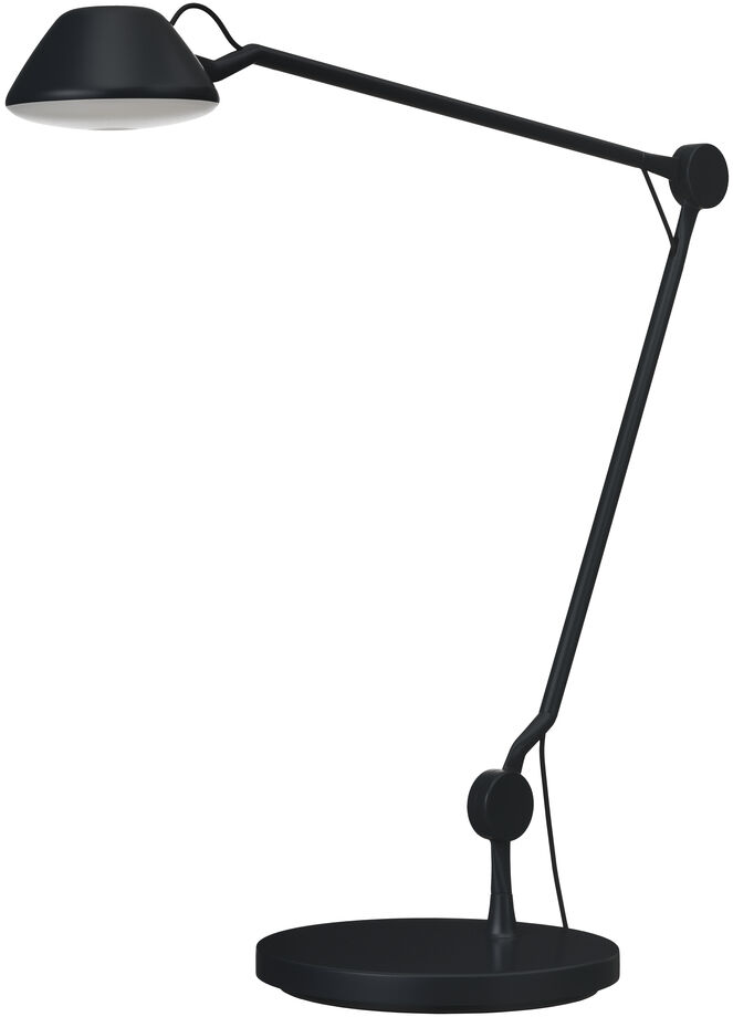 Die Tischlampe »AQ01™« von Fritz Hansen ist eine moderne, schwarze Designerlampe mit minimalistischem Design. Sie verfügt über einen verstellbaren Arm und eine runde Basis und ist ideal für den Einsatz auf Schreibtischen oder in Leseecken.