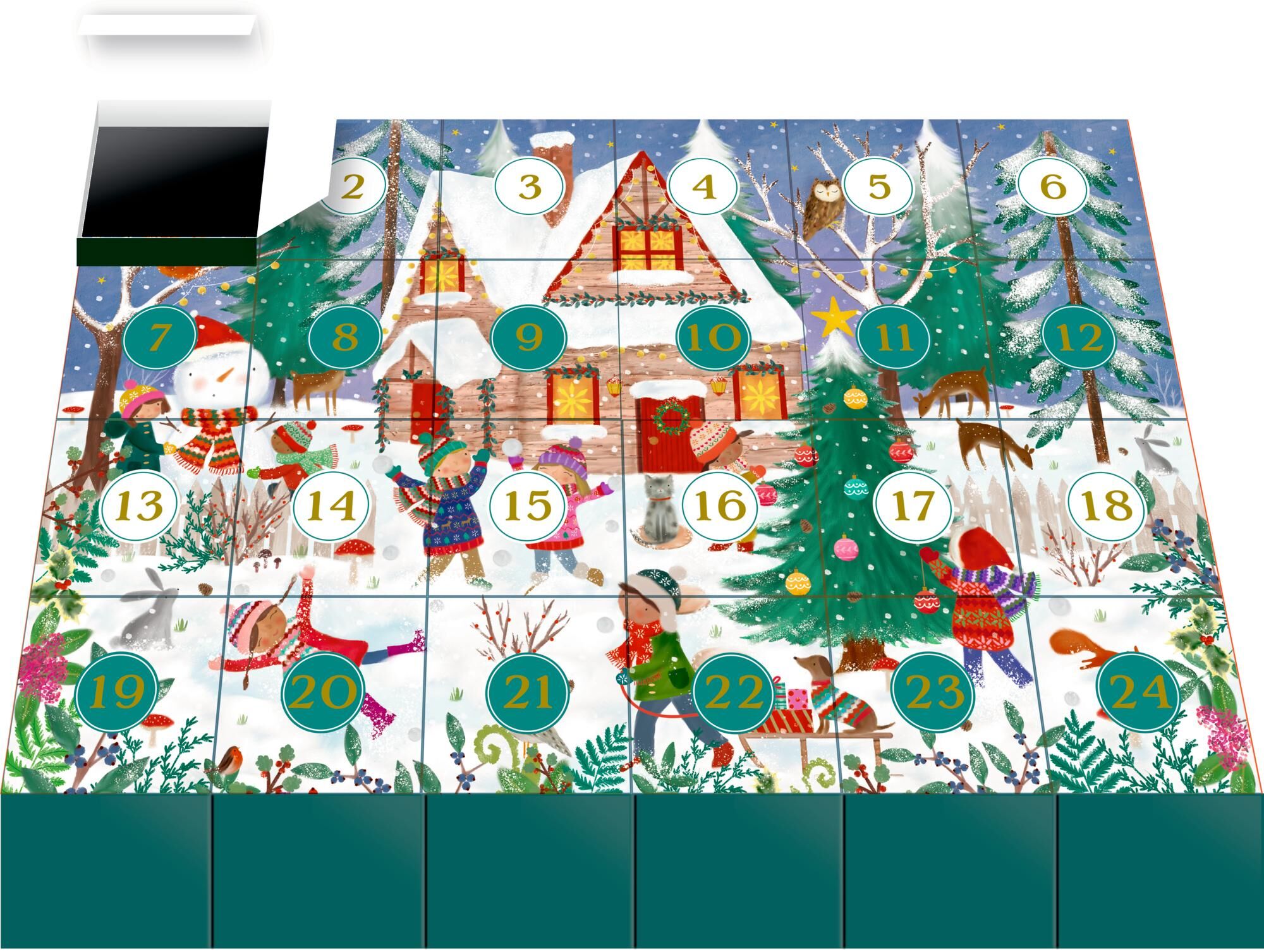 Innenansicht zu Puzzle-Adventskalender - Fröhliche Winterzeit