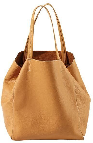 Zeit-Tasche »Cep« in natürlichem Leder, beige Farbe mit zwei Henkeln, minimalistisches und elegantes Design