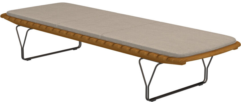 Eine bequeme Auflage für eine Gartenliege namens MOLO, geeignet für den Einsatz im Garten oder auf Terrassen. Die Polsterung ist in Beige mit braunen und grauen Akzenten gestaltet.