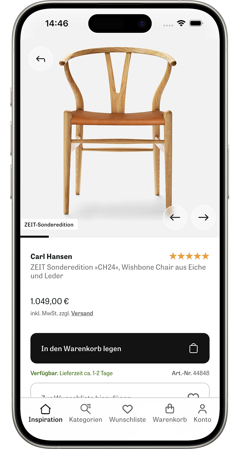 ZEIT Shop App auf einem Smartphone