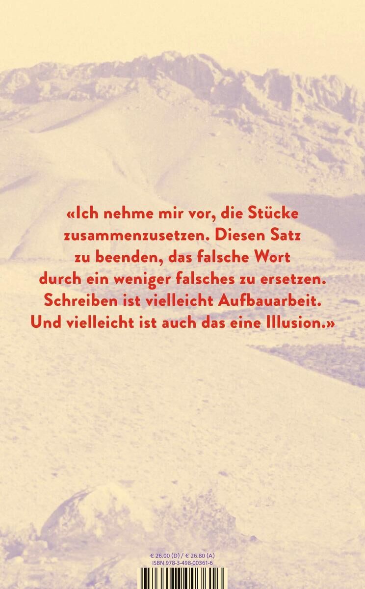 Buchcover des Romans 'Vierundsiebzig' von R. Othmann. Auf dem Cover ist eine Wüstenlandschaft mit Bergen im Hintergrund abgebildet. Der Text auf dem Cover enthält Zitate aus dem Buch in roter Schrift.