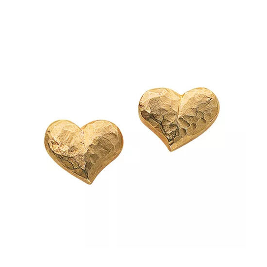 Herz-Ohrstecker »Juliet« in Herzform aus goldfarbenem Metall, die Oberfläche hat eine strukturierte, unregelmäßige Textur.