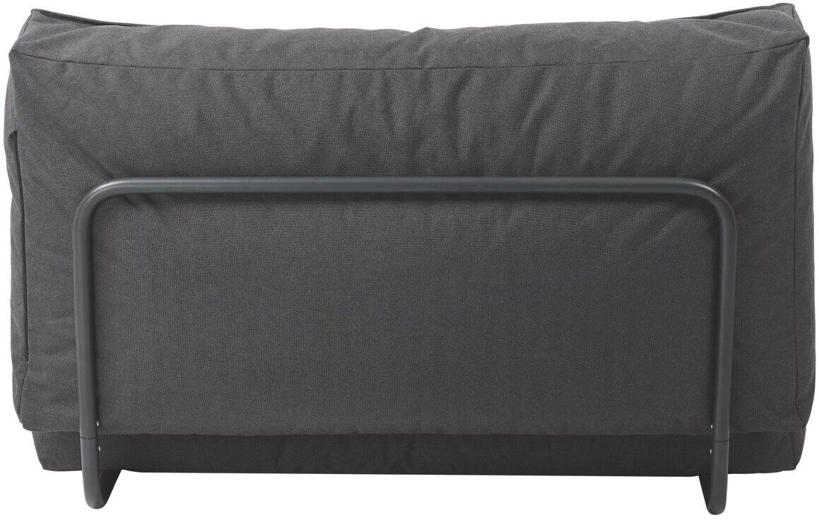 Ein modernes Outdoor-Bett »STAY« in der Größe 120 x 190 cm, in schwarzer und grauer Farbe, das ideal für den Garten oder die Terrasse geeignet ist.