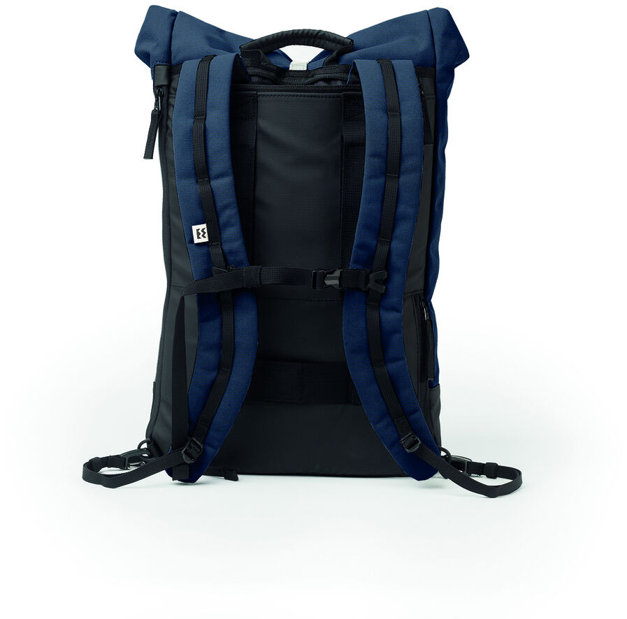 Bild einer Fahrradtasche »Annecy« in Schwarz und Blau. Die Tasche hat gepolsterte Schultergurte und ist ideal für unterwegs.
