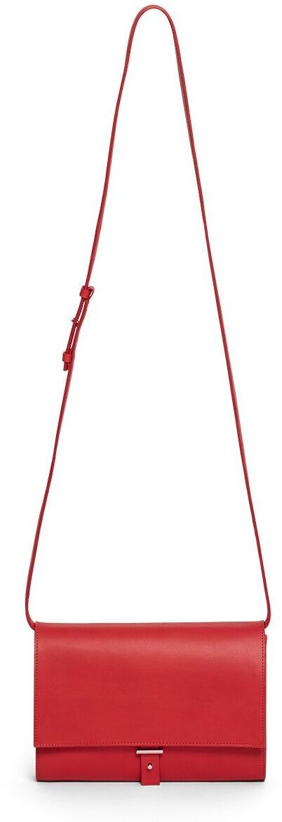 Rote Schultertasche der ZEIT-Sonderedition »DIE ZEIT 2« mit schlichtem Design und langem Trageriemen.