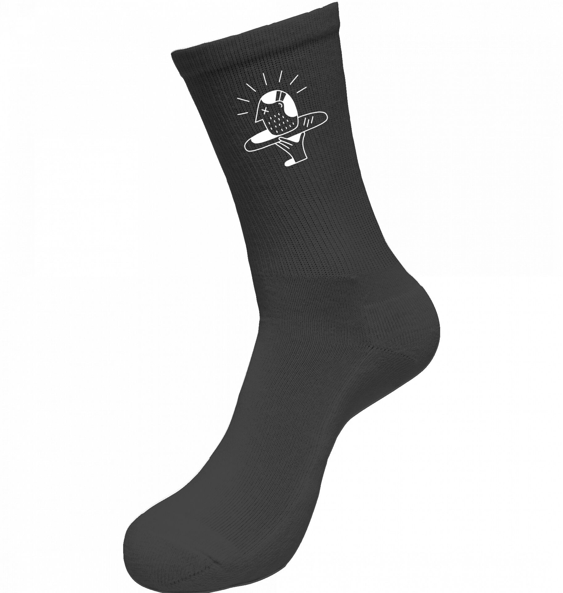Schwarze Socken mit einem weißen Motiv von ZEIT-Verbrechen. Die Socken wirken einfach und stilvoll, passend für den täglichen Gebrauch oder als Geschenk für Krimifans.