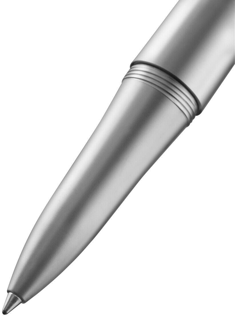 Detailaufnahme eines silberfarbenen Rollerballs der »Bold Edition«. Das elegante, metallische Design des Stifts kommt deutlich zur Geltung.