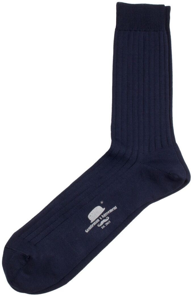 Ein dunkelblauer Herrensocken aus einem Accessoire-Set, elegant und stilvoll, geeignet für formelle und informelle Anlässe.