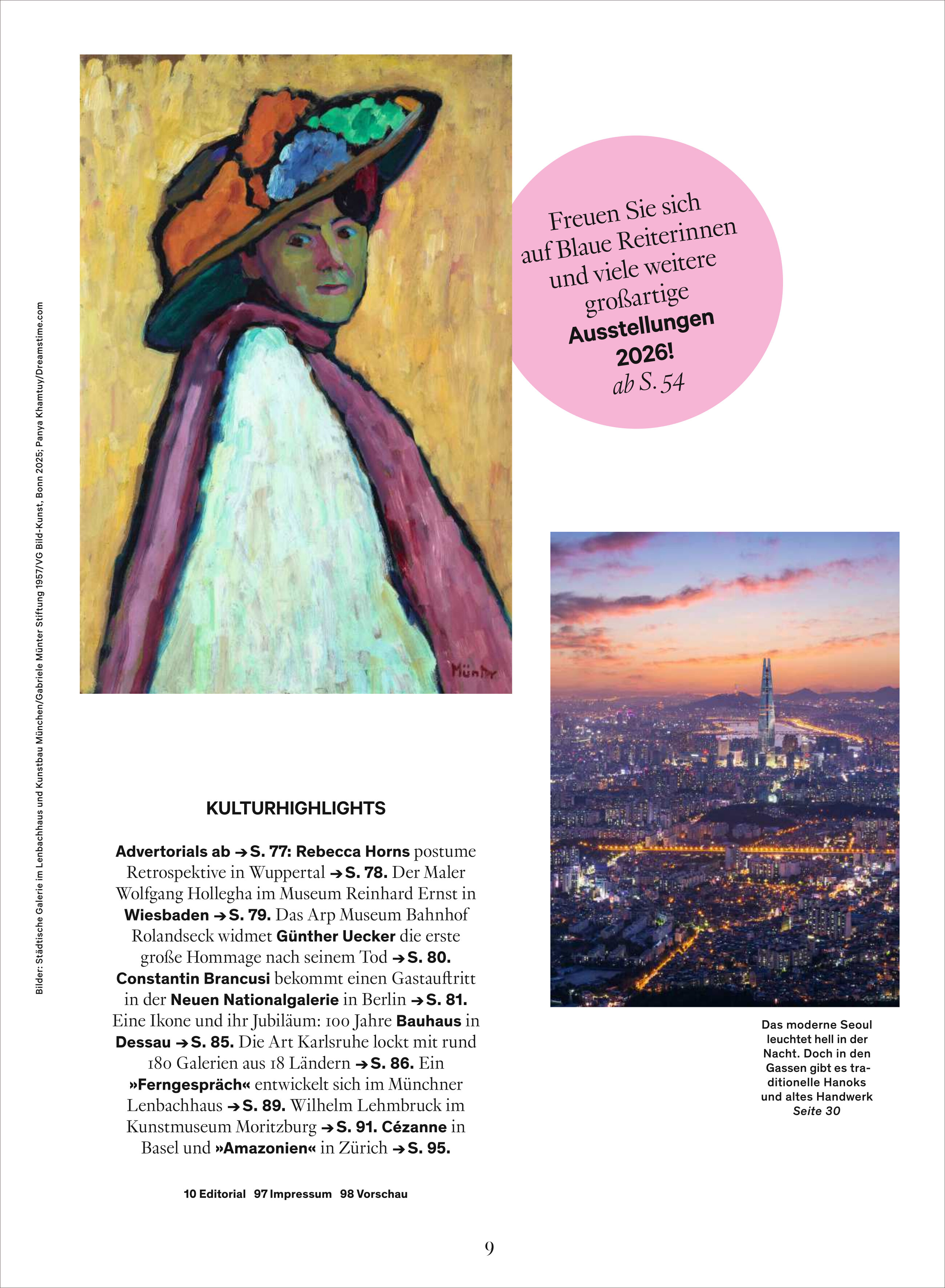 Das Cover des Magazins WELTKUNST 250/25 zeigt eine stilvolle Collage mit Münchner Kunstmotiven. Dominant sind stilisierte architektonische Elemente, klassische Skulpturen und moderne Kunstobjekte vor hellem Hintergrund. Elegante Schriftzüge in Blau und Gold heben Titel und Themen hervor.