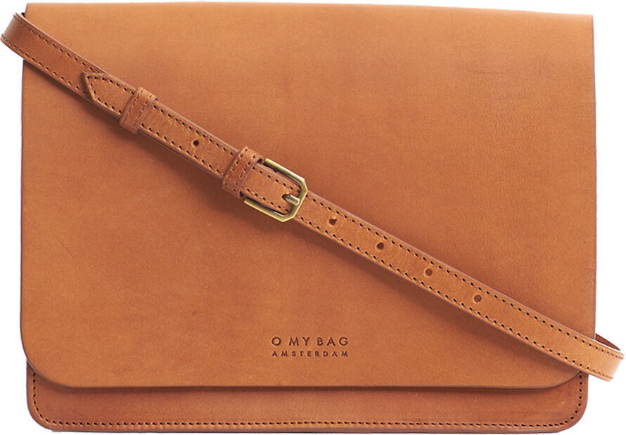 Braune Apfelledertasche »Audrey Mini« mit verstellbarem Riemen und goldener Schnalle, minimalistisches Design mit geprägtem Logo MyBag Amsterdam.