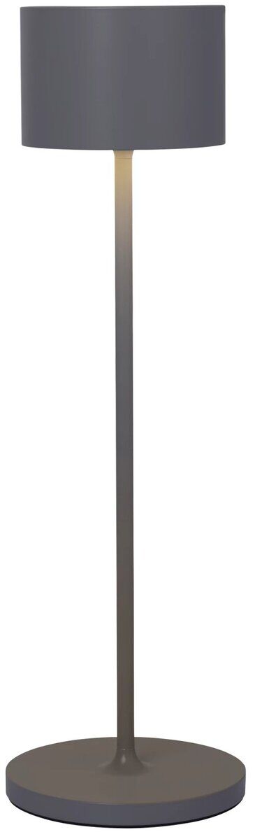 Mobile LED-Tischleuchte »FAROL« in schlichtem, modernem Design. Grauer, zylindrischer Lampenschirm auf einem schmalen Standfuß. Ideal für modernes Interieur.