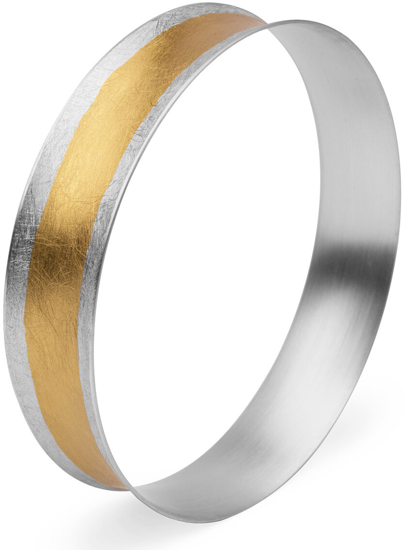 Ein feiner Armreif namens »Sole« mit einer eleganten, zweifarbigen Gestaltung aus Gold und Silber. Perfekt für besondere Anlässe und als stilvolles Accessoire für Frauen.