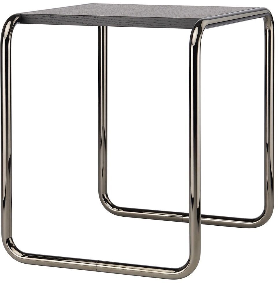 Beistelltischsatz »B9a/b« von Thonet in minimalistischem Design mit einem rechteckigen Holztisch und gebogenem Stahlrohrrahmen. Zeitloses und modernes Möbelstück.