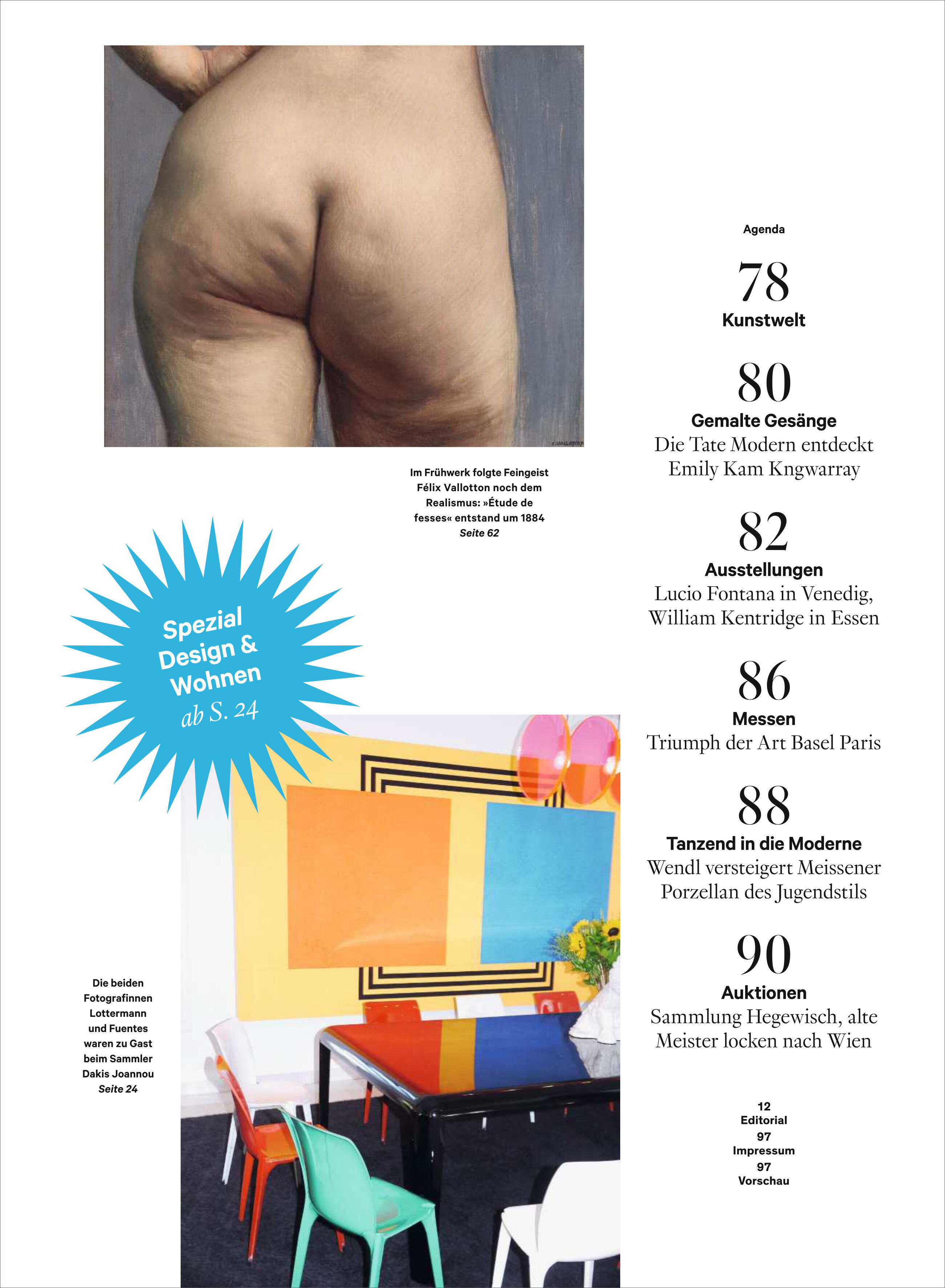 Titelseite des Kunstmagazins WELTKUNST 246/25 mit modernem, farbenfrohem Interieur, abstrakter Wandgestaltung, zeitgenössischer Kunstfotografie und thematisch passenden Rubriken, geeignet für Design- und Kunstliebhaber sowie Interessierte an Wohntrends.