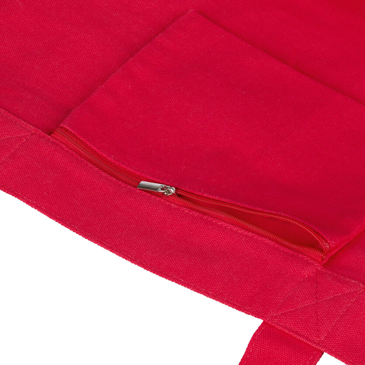 Rote Canvas-Tasche mit Reißverschluss, vielseitig verwendbar als modisches Accessoire für Damen, geeignet für Freizeit und Einkauf.
