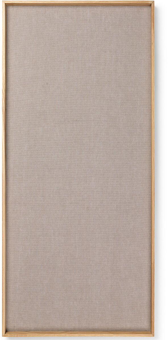 Ein rechteckige Pinnwand mit einem Holzrahmen und einer beige Fläche zum Anheften von Notizen. Das Design ist schlicht und modern.