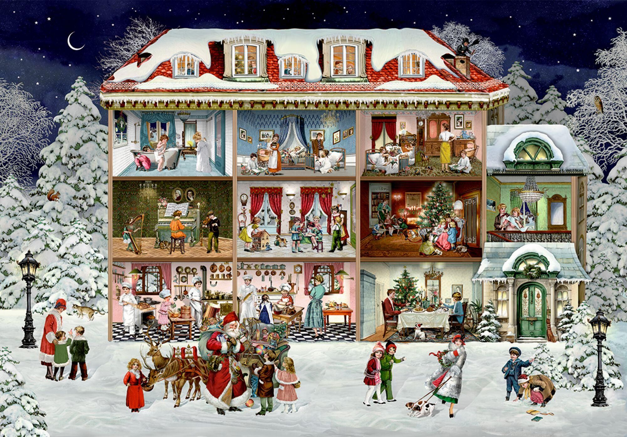 Innenansicht zu Puzzle-Adventskalender - Unser wunderbares Weihnachtshaus