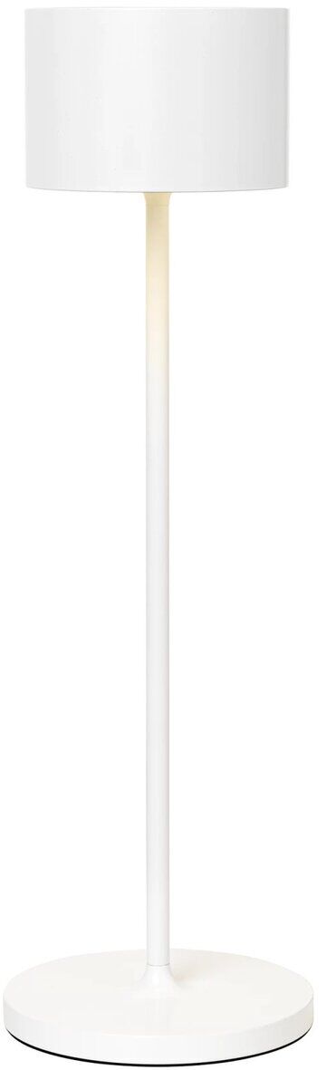 Weiße, mobile LED-Tischleuchte »FAROL« mit schlichtem und modernem Design, geeignet für verschiedene Räume wie Wohnzimmer oder Büro. Die Leuchte ist tragbar, akkubetrieben und USB-aufladbar.