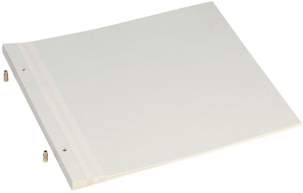 Erweiterungsseiten für ein Fotoalbum, weißes Papier mit beigen Rand, inklusive Befestigungsschrauben.