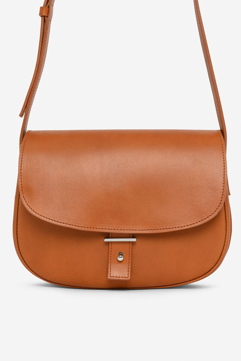 Braune Schultertasche aus Leder, Sonderedition der ZEIT mit schlichtem, elegantem Design.