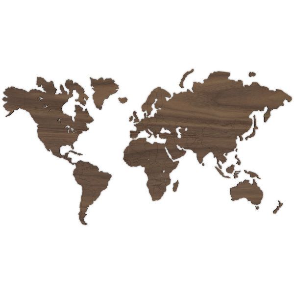 Selbstklebende Weltkarte aus Holz