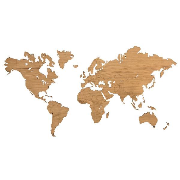 Weltkarte aus Eichenholz