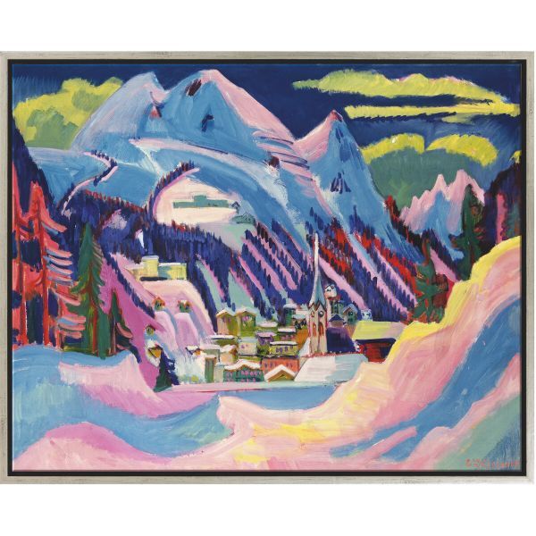 Ernst Ludwig Kirchner: Bild ​»Davos im Winter«, 1923 Schwarz-Silber Gerahmt