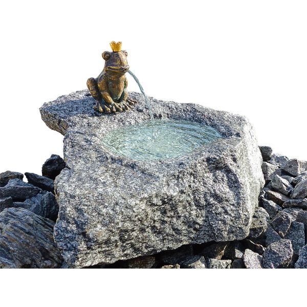 Brunnenset »Froschkönig Georg«, Bronze auf Stein