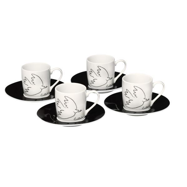 4-teiliges Espressotassen-Set »La Colombe de la Paix«, nach Pablo Picasso