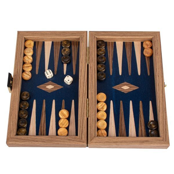 Pocket-Backgammon aus Nussbaum
