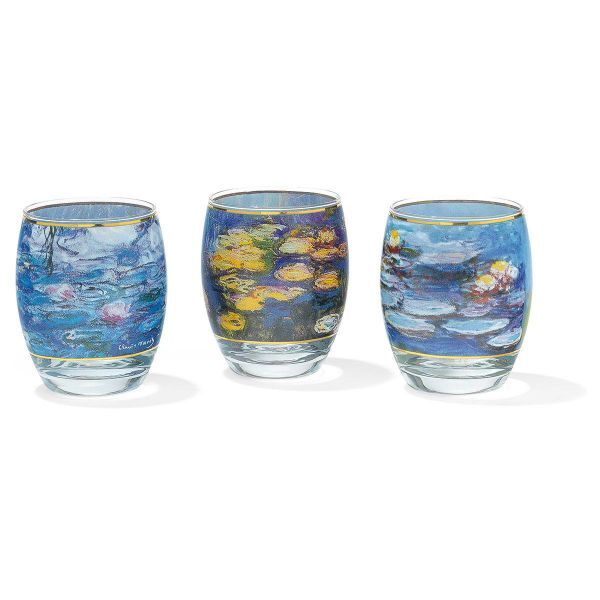 3 Teelichtgläser im Set nach Claude Monet