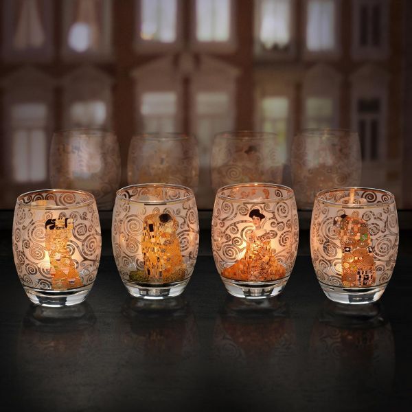 Vier Teelichtgläser nach Gustav Klimt