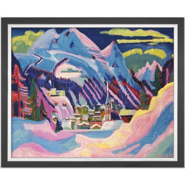 Ernst Ludwig Kirchner: Bild ​»Davos im Winter«, 1923 Schwarz-Silber Gerahmt