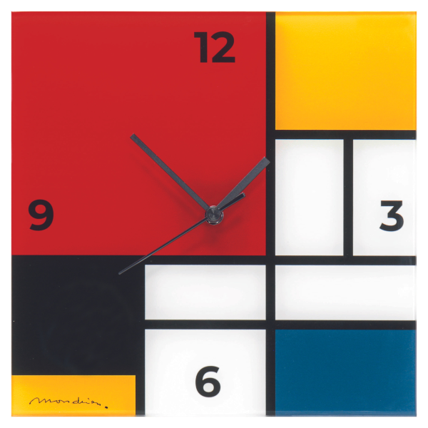 Wanduhr nach Mondrian »Komposition in Rot, Blau, Gelb und Schwarz«