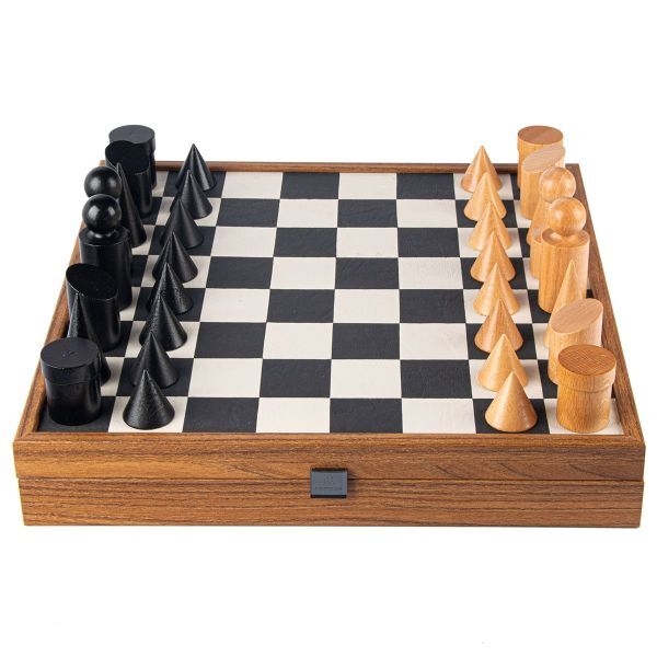 Schachspiel »Bauhaus Schwarz &amp; Weiß« mit Schachfiguren